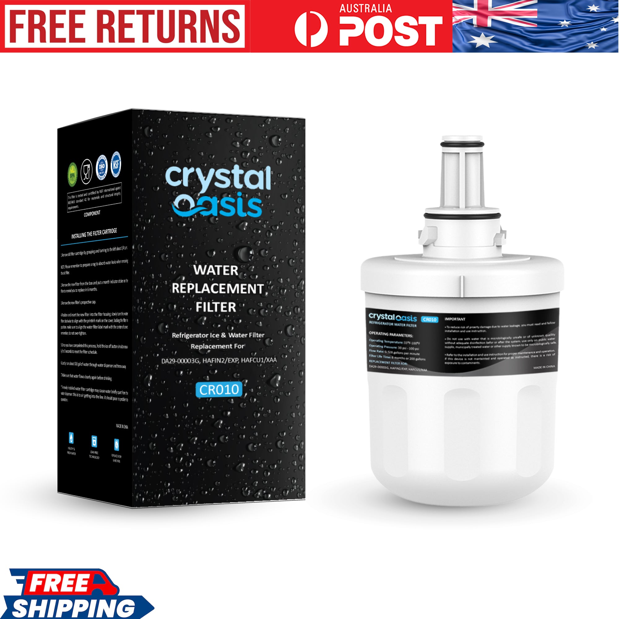 CRYSTAL OASIS Water Filter CR010 | Replacement for DA29-00003G, DA29-00003B, HAFCU1, wws1