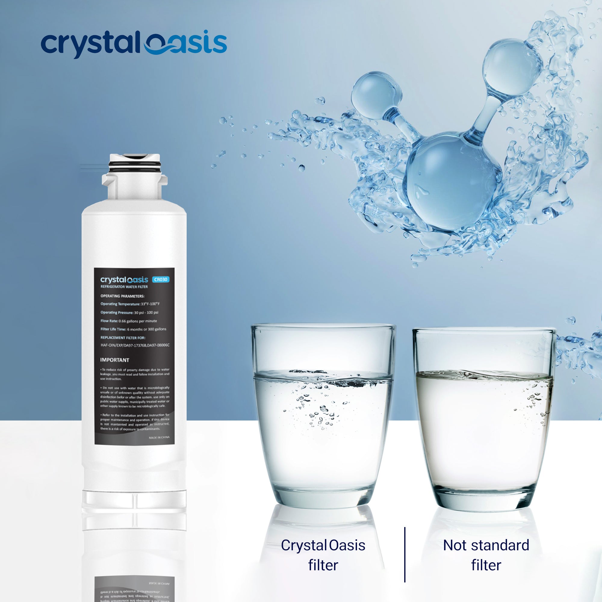 Crystal Oasis water filter | replacement for DA97-17376B, DA97-08006C, HAF-Qin