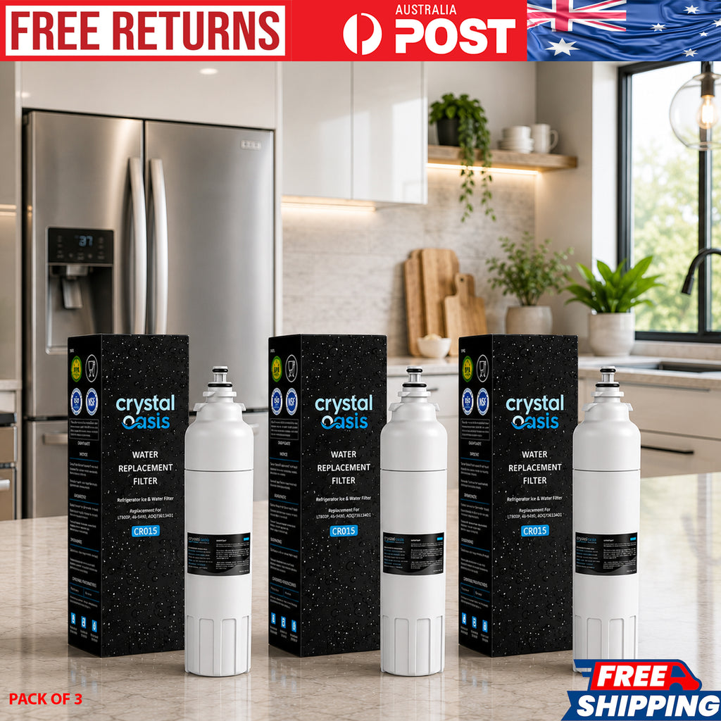CRYSTAL OASIS CR015 LG Water Filter LT800P Replacement Fridge Water Filter Compatible with ADQ73613401, ADQ73613402, ADQ73613408, ADQ75795104 - Pack of 3